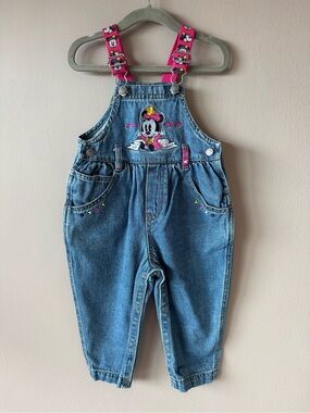 Vintage 90s Baby Mickey & Co. Embroidered Classic Original Minnie Overalls 18M